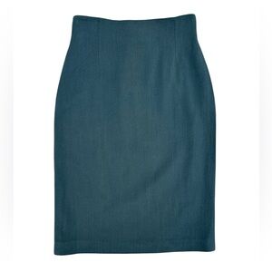Max Mara Wool Pencil Skirt US 6 Knee Length Green QuietLuxury Preppy Career